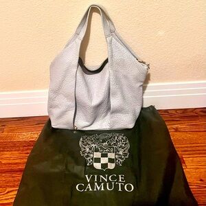 Vince Camuto Light Gray Off-white Pebble Leather HOBO Bag Handbag